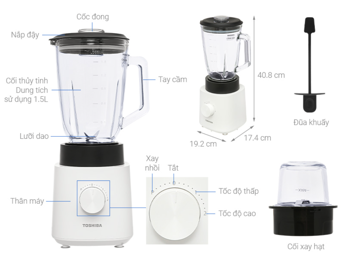 Máy Xay Sinh Tố Đa Năng Toshiba BL-70GR1UV