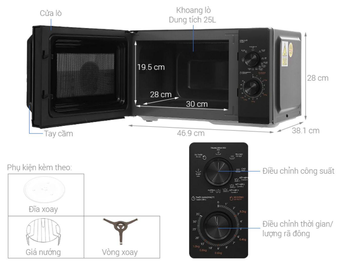 Lò Vi Sóng Có Nướng Cơ Toshiba 25 Lít MW3-MG25PE(BK)