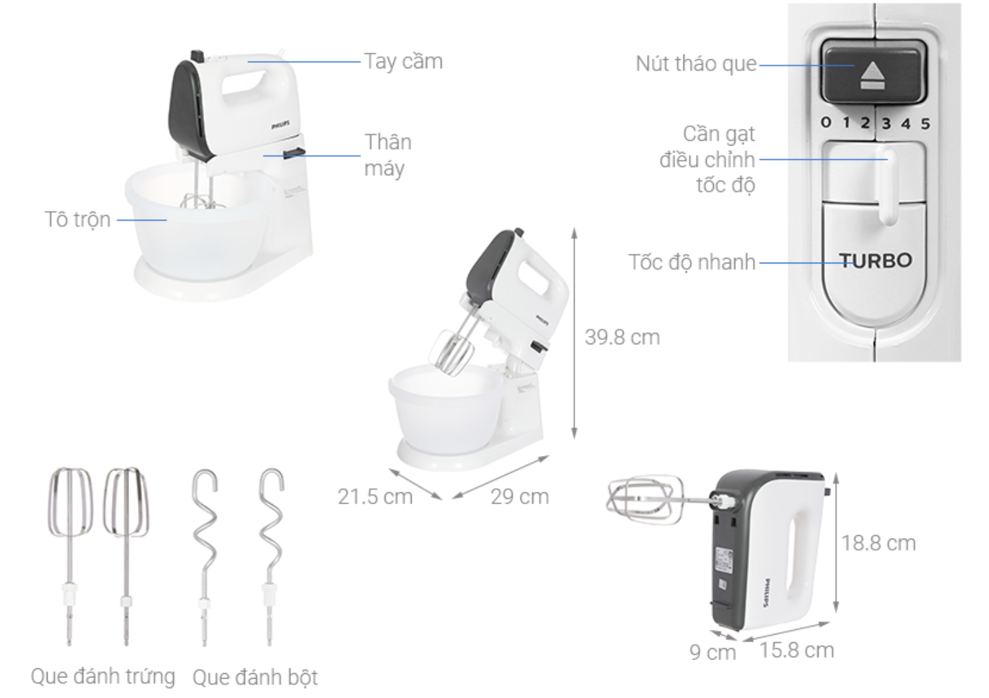 Máy Đánh Trứng Để Bàn Philips HR3745/00