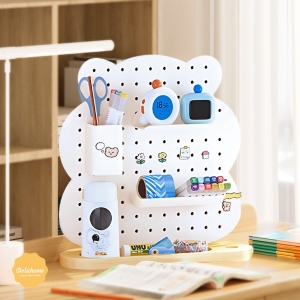 Bảng Gấu Trắng – Pegboard khay gỗ/chân đứng kim loại Dola Home