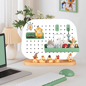 Bảng Oval Trắng – Pegboard khay gỗ kim loại Dola Home