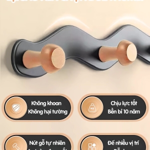 Móc treo tường lượn sóng nút gỗ trụ Dola Home