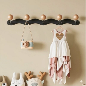 Móc treo lượn sóng nút tròn đen và trắng Dola Home