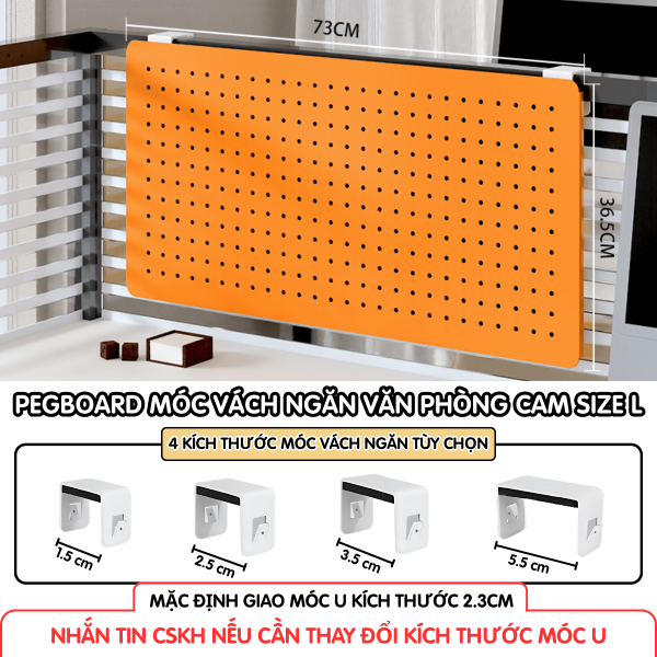 Pegboard móc U vách ngăn - L cam