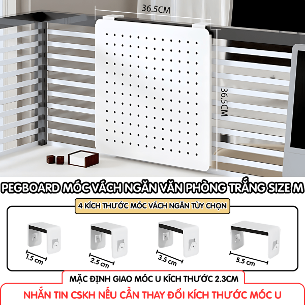 Pegboard móc U vách ngăn - M trắng