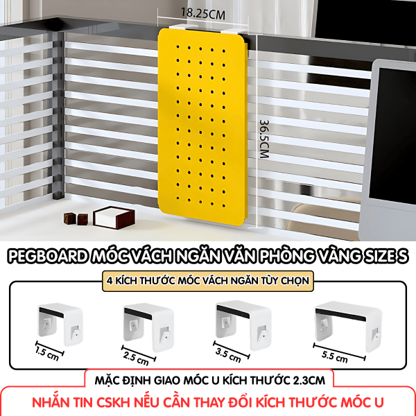 Pegboard móc U vách ngăn - S vàng