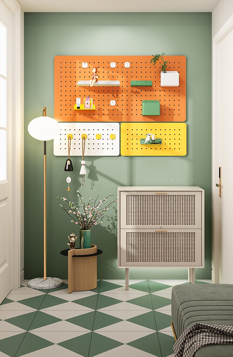 Bảng Pegboard decor tạo điểm nhấn cho g&oacute;c ph&ograve;ng