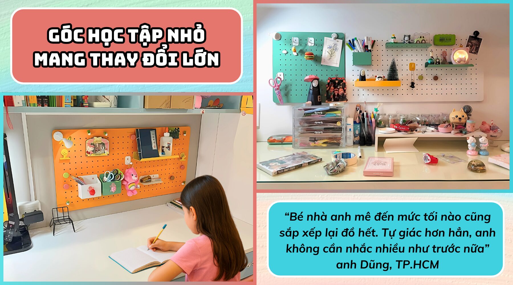 Testimonial thực tế. G&oacute;c học tập nhỏ, mang lại sự thay đổi lớn trong con