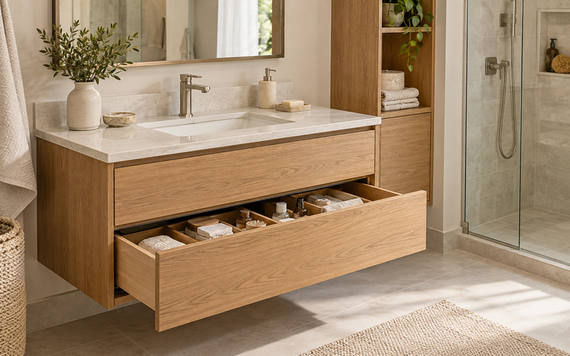 Install a Floating Vanity With Organized Storage